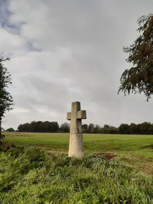 Foto von Antike Stele mit Rillen und Kreuz namens Kroaz Teo - POP Plateforme Ouverte du Patrimoine / Base Mérimée - © Ministère de la Culture (France), Direction Régionale des Affaires Culturelles de Bretagne – Tous droits réservés 
