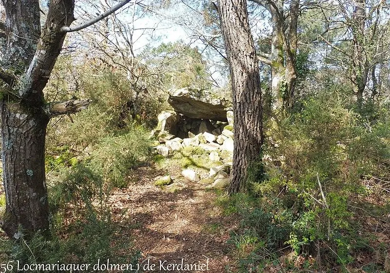 Photo de Dolmen à galerie dans la base d'un tumulus circulaire à Kerdaniel - Milca56 - © Creative Commons (https://creativecommons.org/licenses/by-sa/4.0/deed.fr)